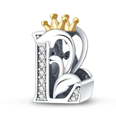 Immagine di TINSLO Ciondolo Argento Sterling 925 Lettere con Cubic Zirconia Pendenti per Pandora Braccialetti, Compatibile Braccialetti e Collane europei, perfetto Regali Moglie Ragazze PAC355
