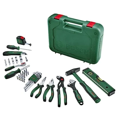 Immagine di Bosch Home and Garden Set di utensili manuali Advanced da 52 pezzi (kit materiali alta qualità per amanti del fai te esperti, lunga durata d&#039;uso, caratteristiche design ergonomiche)