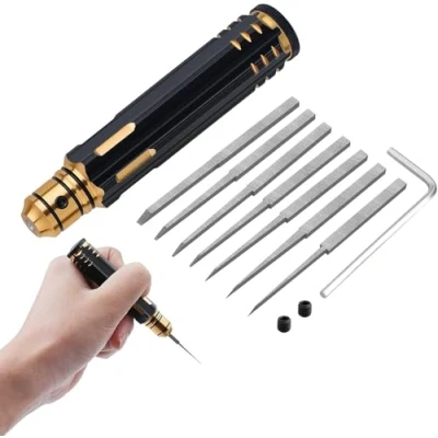 Immagine di 7 in 1 primo modello Scriber con lame Gundam resina intagliato Scribe linea Chisel strumento di taglio (0.1/0.2/0.4/0.6/0.8/1.0/2.0mm) Nero