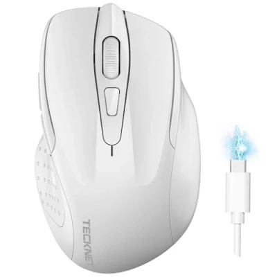 Immagine di TECKNET Mouse Bluetooth Ricaricabile, Multi dispositivo Wireless Silenzioso (Tri Mode: BT 5.0/3.0 + 2.4G), 4800 DPI Ergonomico Portatile per Laptops, Mac OS, Android, Windows