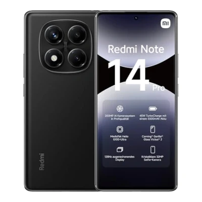 Immagine di Xiaomi Smartphone Redmi Note 14 Pro, 8+256GB, fotocamera AI da 200MP, batteria 5500mAh, selfie 32MP, funzionalità (caricabatterie non incluso), Nero
