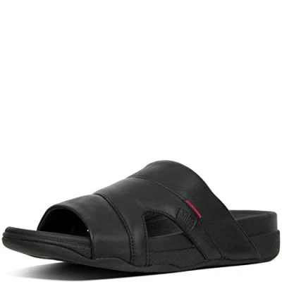 Immagine di Fitflop Freeway Pool Slide in Leather, Sandali a Ciabatta Uomo, Nero Nero, 43 EU