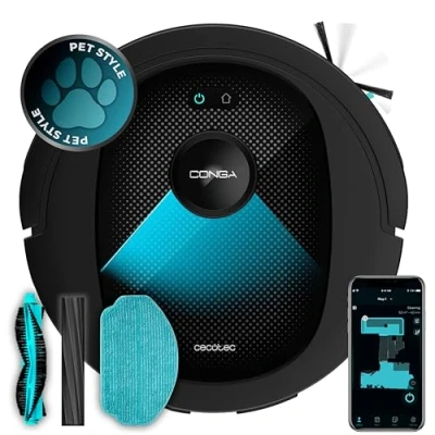 Immagine di Cecotec Robot Aspirapolvere Conga 8490 Ultimate Ultra Power. Navigazione Laser, APP Pulizia 4in1, Spazza, Aspira, Lava e Passa la Mopa, 7000 Pa, Fino a 170 Min Autonomia, Spazzola Centrale in Silicone