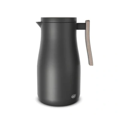 Immagine di alfi STUDIO ALLURE 1,0 l, nero opaco con elementi in legno, thermos acciaio inox a doppia parete, mantiene caldo 12 ore, freddo 24 chiusura vite, apertura grande, senza BPA