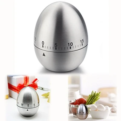 Immagine di Itian Timer Meccanico a Forma di Uovo, in Acciaio Inox con Il Cronometro, Utensile da Cucina Contaminuti