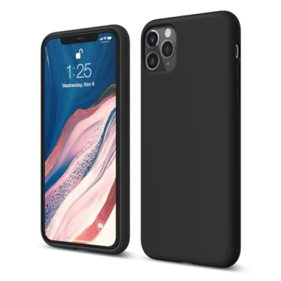 Immagine di elago custodia in silicone liquido compatibile con iPhone 11 Pro Max (6,5&quot;), silicone, protezione completa: protettiva a 3 strati (nero)