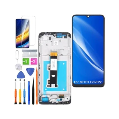 Immagine di HLYGZX Display originale di ricambio per schermo LCD Motorola Moto E22/E22i, XT2239, touch digitizer Assembly, kit riparazione (nero con cornice)