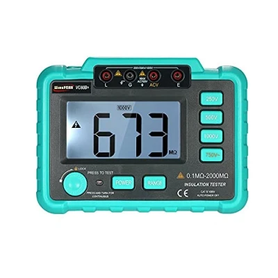 Immagine di Risegun Tester di Resistenza Isolamento Digitale, DC250V/500V/1000V Misuratore LCD con retroilluminazione VC60B+