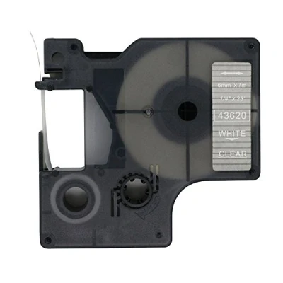 Immagine di BROVACS 1 confezione di nastro adesivo bianco su trasparente compatibile per DYMO D1 43620 6 mm OPA2020