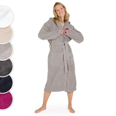 Immagine di Blumtal Accappatoio Donna Spugna con Cappuccio Cotone Foderato Morbida Certificato Oeko TEX® Grigio
