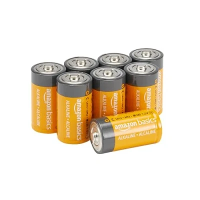 Immagine di Amazon Basics Confezione da 8 batterie alkaline multiuso con cella C, durata di 5 anni