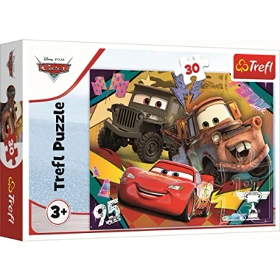 Immagine di Trefl 18293 30 Elementi colorato con Personaggi Disney Cars 3, Intrattenimento Creativo, Divertimento per Bambini dai 3 Anni Puzzle, Colore, Auto in Corsa,