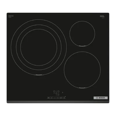 Immagine di Bosch PID631BB5E ENCIMERA INDUCCIÓN ENCASTRABLE 60 CM. 3 ZONAS COLOR NEGRO/BISEL DELANTERO TOUCHSELECT ZONA DE 32 CM SERIGRAFÍA CIRCULAR.