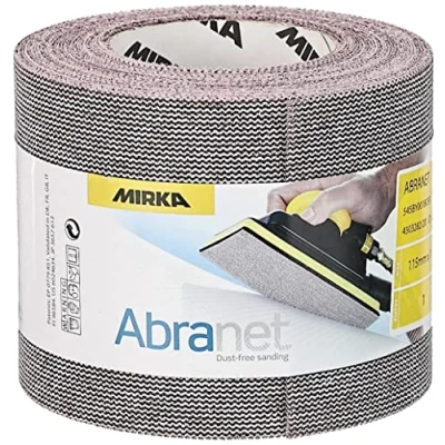 Immagine di Mirka Abranet rotolo abrasivo netto 115 mm x 10 m a strappo / grana P80 1 per levigare legno, stucco, vernice, plastica 545BY001803R