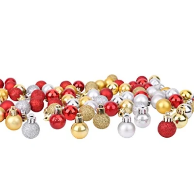 Immagine di Toyland® Set di 96 mini palline Natale 32 rosse, d&#039;argento e d&#039;oro 2,5 cm (25 mm)