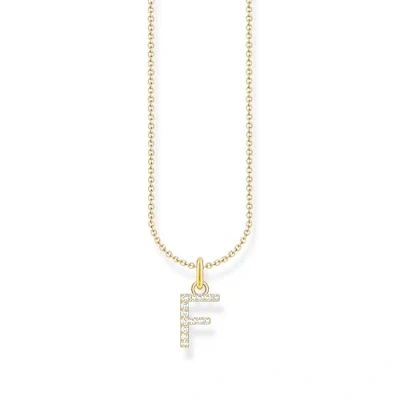 Immagine di Thomas Sabo Collana con lettera F, argento dorato zirconi, Oro giallo, KE2245 414 14