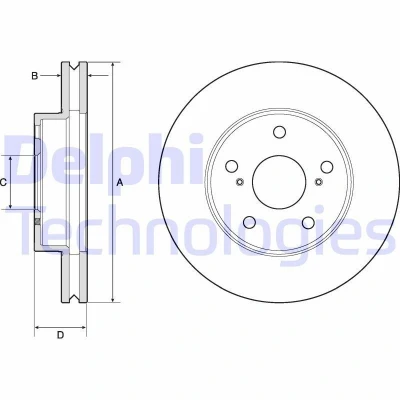 Immagine di DELPHI BG4758C Disco freno 275 28 5 ventilato rivestito non trattato senza cuscinetto ruota, anello sensore ABS TOYOTA: HILUX 3 Pick up