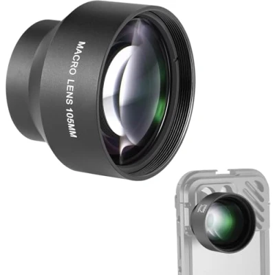 Immagine di NEEWER obiettivo macro HD da 105 mm solo per piastra posteriore con filettatura 17 mm, compatibile SmallRig iPhone Samsung Phone Cage Case adattatore