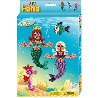Immagine di Hama Perlina 3431 Set Regalo Sirena con Circa 2.000 Perline Colorate Diametro di 5 mm, Piastra per Penna, Carta da Stiro, Divertimento Creativo Grandi e piccini