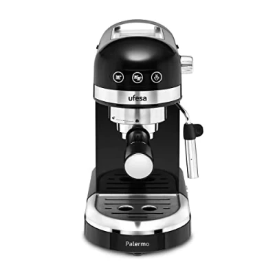 Immagine di Ufesa Palermo, Macchina Caffè Espresso e Cappuccino, Pressione 20 Bar, 1350 W, Touchscreen, Sistema Thermoblock, Vaporizzatore Regolabile, Serbatoio 1.4 L, Spegnimento Automatico, Filtro 1 o 2 Tazze
