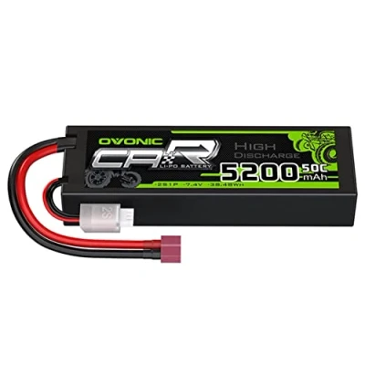 Immagine di OVONIC Batteria Lipo 2s 5200mAh 7.4V 50C con Connettore T stile Dean per RC Auto Barca Camion Buggy Team Associato Hobby