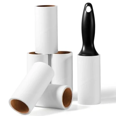 Immagine di Vinabo Rullo Peli Animali, Spazzola Levapelucchi, Togli Animali 6 Rotoli + 1 Manico 360 Fogli Totale Stick Mega Value Set,Lint Roller per Vestiti, Capelli, Pelo di Cane, Gatto