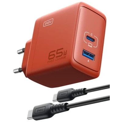 Immagine di INIU Caricatore USB C da 65 W, PD QC 3.0 Fast Charging Type Wall Charger Block (arancione)
