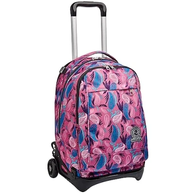 Immagine di Invicta Trolley Scuola Tech, Rosa, Paisley, 3 in 1, Triplo Uso, Zaino con Carrello Sganciabile e Crossover System, Viaggio, Bambina Ragazza