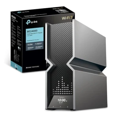 Immagine di TP Link Archer BE900 WiFi 7 router, LED touch screen, 1 porta 10G, 10G RJ45/SFP+ combo, 4 porte da 2,5G, 2 USB, quad band BE24000, VPN, EasyMesh, il router più potente di