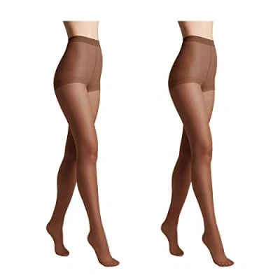 Immagine di Conte elegant SOLO 20 DEN Set di 2 Collant da Donna Semiopachi, Resistenti Sottili con Slip Marcati Calze Lisce Taglia 4 Mokka