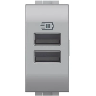 Immagine di Bticino NT4191AA Caricatore USB con due ingressi di tipo A, da installare nella placca Livinglight,per ricaricare un dispositivo elettronico fino a 15W o dispositivi in simultanea, 1 posto, tech