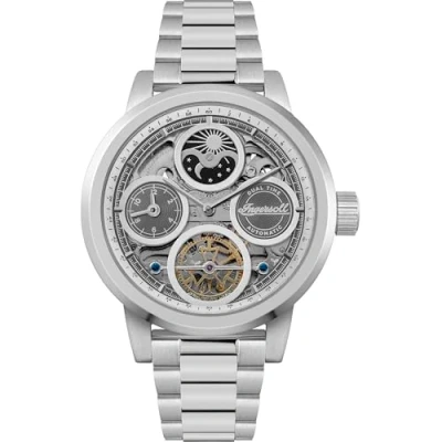 Immagine di Ingersoll The Arc Mens, orologio automatico da uomo 44 mm con quadrante scheletrato argentato e bracciale in acciaio inossidabile I16002