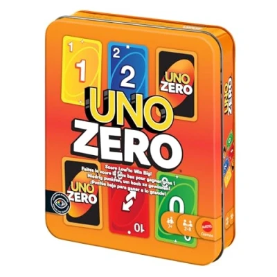 Immagine di Mattel Games UNO Zero, Nuova Versione dell&#039;iconico Gioco in Scatola Colorata, Arriva a Zero e Vinci, Blocco segnapunti Incluso, 2 8 Giocatori, Giocattolo per Bambini, 7+ Anni, JLK16