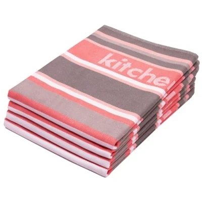 Immagine di ZOLLNER 4 Strofinacci da Cucina, 100% Cotone, 50x70 cm, a Righe Rosse