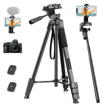 Immagine di JOILCAN Treppiede Fotocamera, 210.8cm Leggero Smarthphone Bastone Selfie 2 in 1 per Canon Nikon Sony DSLR, Cellulare/iPhone Alluminio con Supporto Telefono e Telecomando