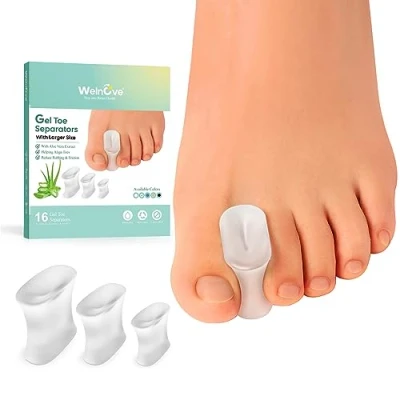 Immagine di Welnove Separatori per dita dei piedi in gel da 16 confezioni (Trasparente(3 misure))