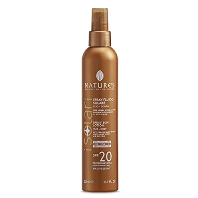 Immagine di NATURE&#039;S iSolari Spray Fluido Solare SPF20, Protezione Leggera, Fresca e a Rapido Assorbimento, Resistente All&#039;Acqua Anti Aabbia, 200 ml