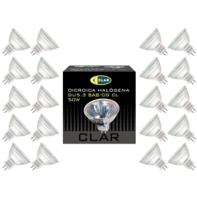 Immagine di CLAR Lampadina 12V 50W, Alogena, Lampade Alogene, Lampada Faretti Alogeni, Faretto 12v, Alogeno, (Pack 20)