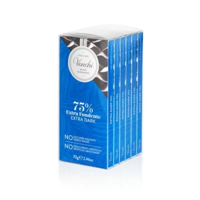 Immagine di Venchi Kit di 6 Tavolette Extra Fondenti, 420 g NO Zuccheri Aggiunti Edulcoranti Artificiali Senza Glutine Vegano Idea Regalo