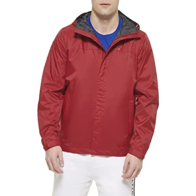 Immagine di Tommy Hilfiger Giacca in pile da uomo classica con zip frontale, Rosso, Medium