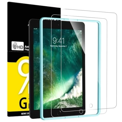 Immagine di NEW&#039;C 2 Pezzi, Pellicola Protettiva per iPad 9.7 (Model 2018/2017), 6, 5, Pro 9.7, Air 2/iPad Air, Prottetiva, Trasparente, Resistente (Telaio di facile installazione)