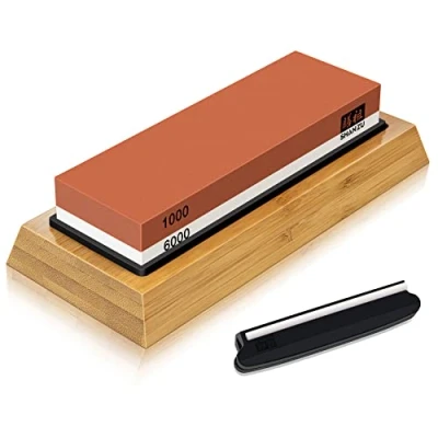 Immagine di SHAN ZU Pietra per Affilare 2 in 1 Affilacoltelli Cote 1000/6000 Grana Combinazione Professionale con Stand Silicone Antiscivolo