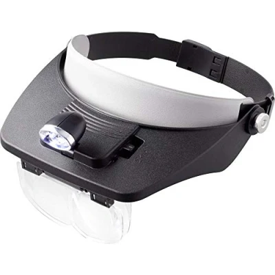 Immagine di TOOLCRAFT TO 5137803 Lente dingrandimento da testa con illuminazione LED Ingrandimenti: 1.2 x, 1.8 2.5 3.5 x Lente: (L L) 102 mm 57 Nero