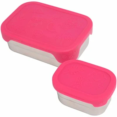 Immagine di Affenzahn Set di contenitori per il pranzo in acciaio inox, con coperchio silicone, senza BPA, lavabili lavastoviglie