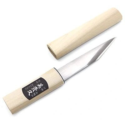 Immagine di Coltello artigianale Kiridashi Katana, con lama in carbonio, per lavori di falegnameria e intaglio, forgiato a mano Giappone, lucidato, 135 mm