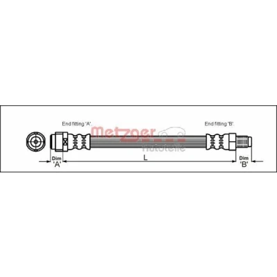 Immagine di METZGER 4110581 Tubi Freno 284 M10 x 1 MERCEDES BENZ: Classe C Sedan, T modell, SLK