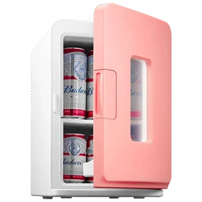 Immagine di NORTHCLAN Mini Frigo da 15 Litri, Piccolo Frigorifero Portatile con funzione di raffreddamento e riscaldamento, per Casa, Camera Letto, Ufficio Viaggio, Modalità Max ed Ec, AC/DC, Rosa