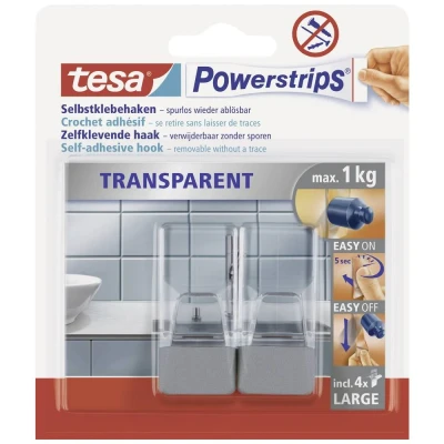 Immagine di tesa POWERSTRIPS® Gancio adesivo grande Trasparente, Cromo Contenuto: 2 pz.