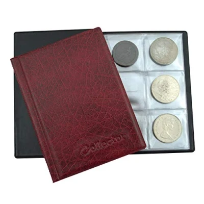 Immagine di COLLECTOR Album Raccoglitore per 48 Monete di Grande Formato Compatibile con Crown, 5 £, 5, 10, 20, 25, 30 e 50 (Diametro 45 mm) (Rosso)