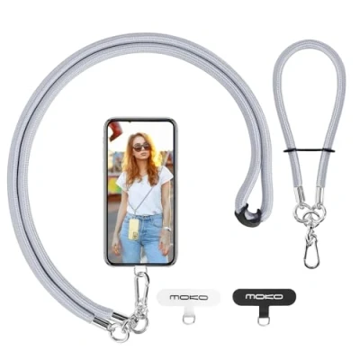 Immagine di MoKo Cordino per Telefono, Regolabile Cellulare, Universale a Tracolla e Cinturino da Polso, x 1, Polso Toppa 2, Grigio
